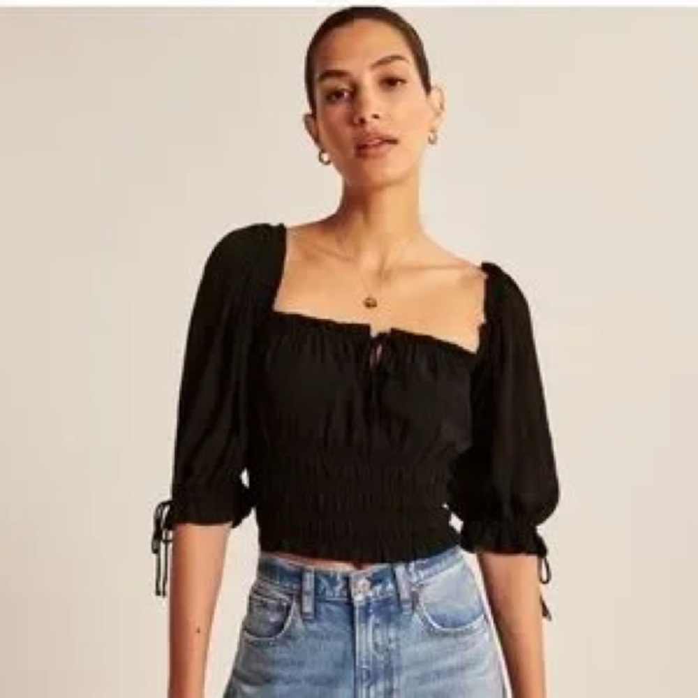 Abercrombie stringy ruched squareneck top